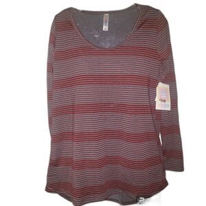 LuLaRoe Striped Long‑Sleeve Tee | Women’s Loungewear Oversized Top NWT